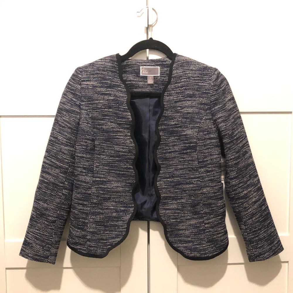 NWT Chelsea28 Navy Multi Scalloped Jacket